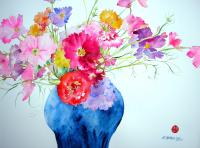 Blue Vase / Warm Pinks.