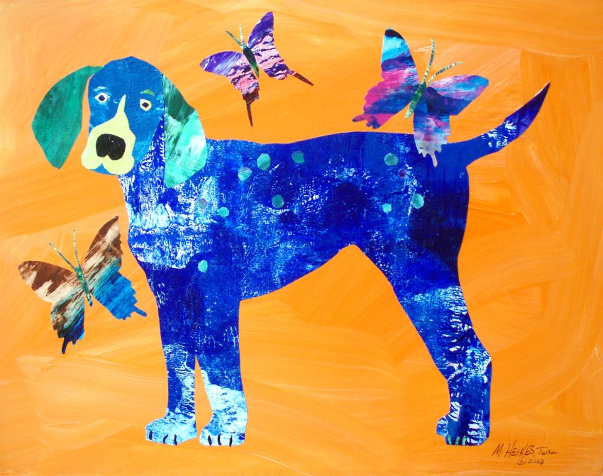 Blue Dog & Butterflies