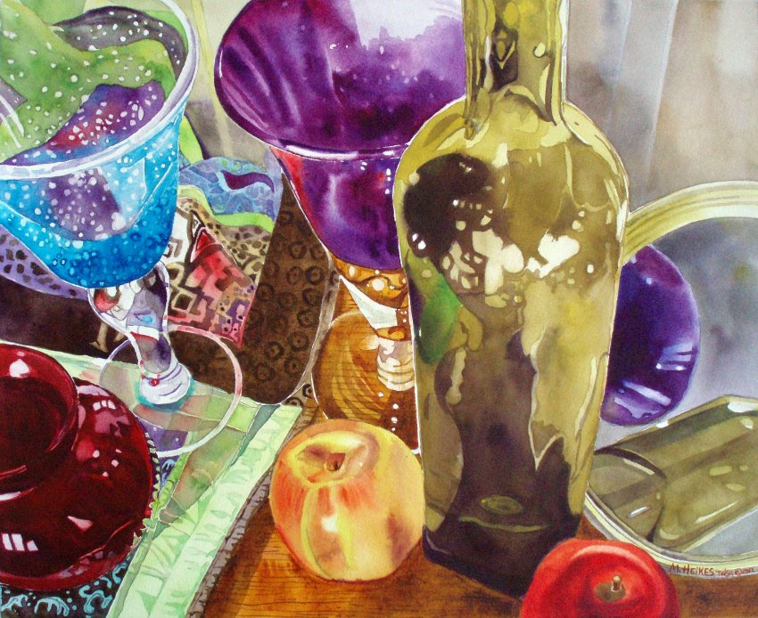 Fruit, Bottle & Goblets