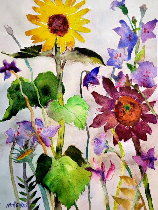 Larkspurs & Sunflowers