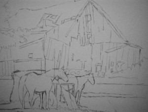 Sketch of barn