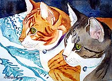 Portrait of orange and gray tabbies.