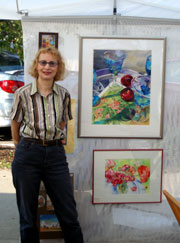 Marybeth in her booth at Walk On Art Street.